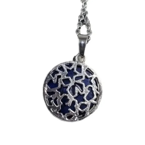 Lapis Lazuli Mother and Baby Cat Necklace with Natural Stone Center - Picture 3 of 8